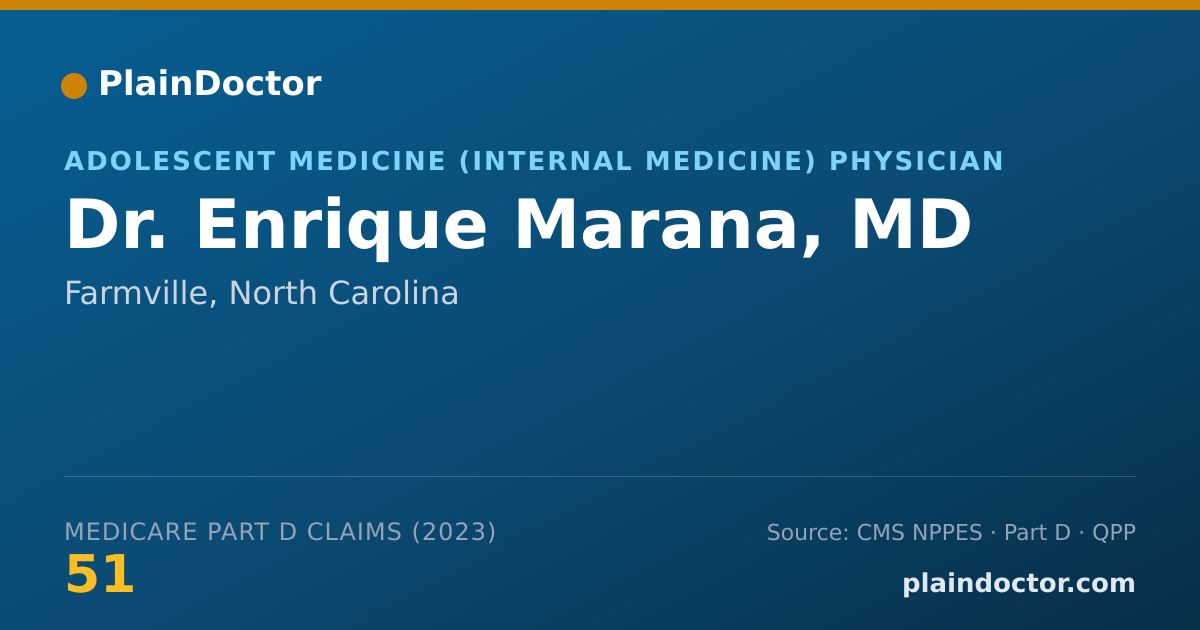 Shareable card for Enrique Marana, MD - Adolescent Medicine (Internal Medicine) Physician, Farmville, NC