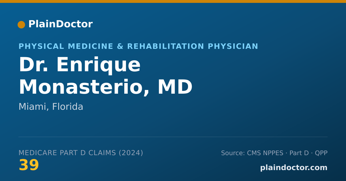 Shareable card for Enrique Monasterio, MD - Physical Medicine & Rehabilitation Physician, Miami, FL