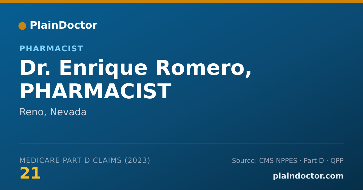 Shareable card for Enrique Romero, PHARMACIST - Pharmacist, Reno, NV