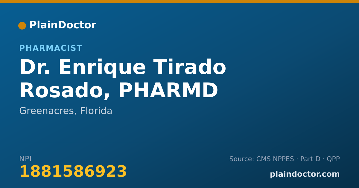 Shareable card for Enrique Tirado Rosado, PHARMD - Pharmacist, Greenacres, FL