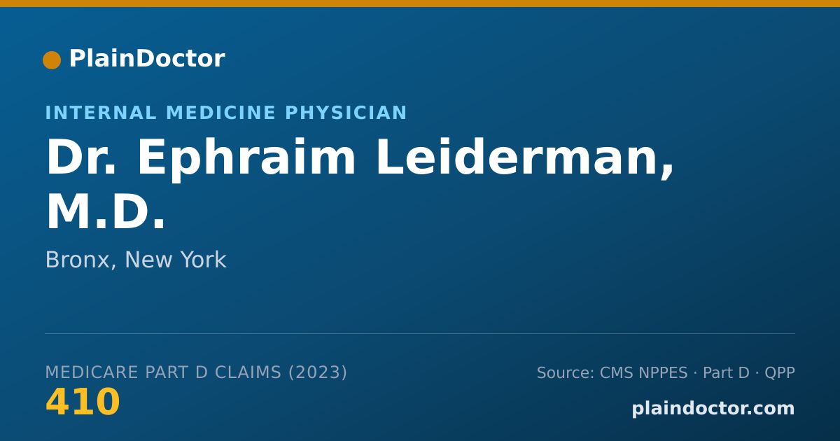 Shareable card for Ephraim Leiderman, M.D. - Internal Medicine Physician, Bronx, NY