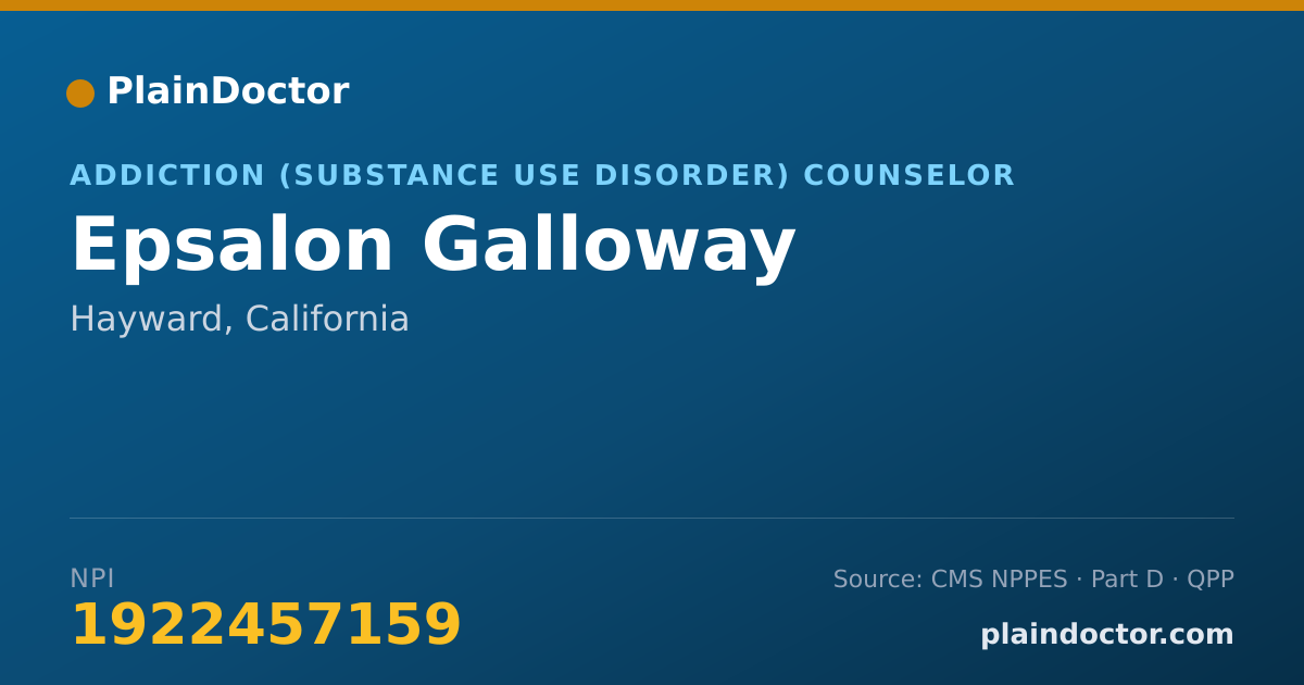 Shareable card for Epsalon Galloway - Addiction (Substance Use Disorder) Counselor, Hayward, CA