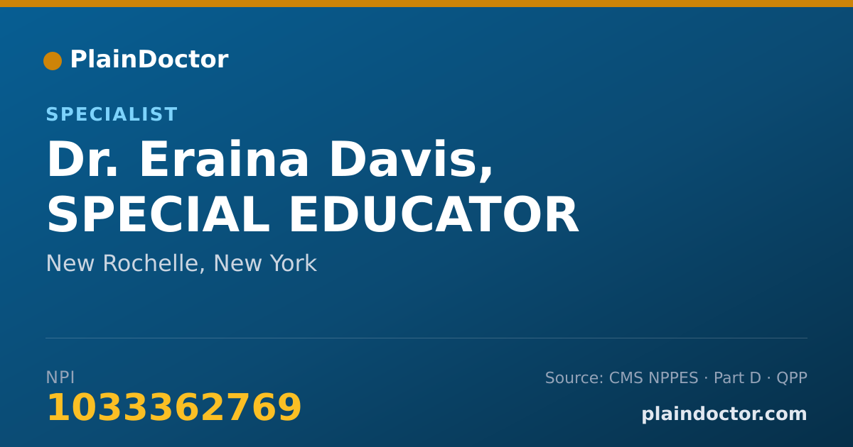 Shareable card for Eraina Davis, SPECIAL EDUCATOR - Specialist, New Rochelle, NY
