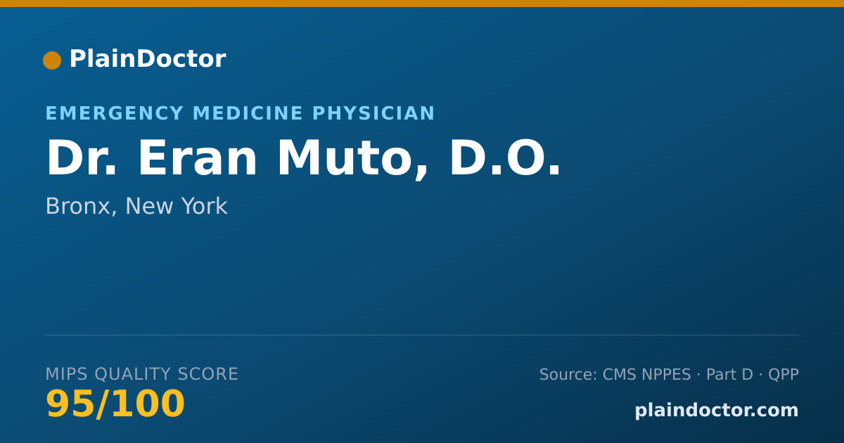Shareable card for Eran Muto, D.O. - Emergency Medicine Physician, Bronx, NY