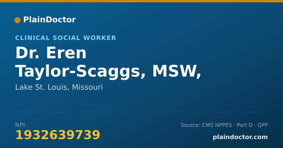 Shareable card for Eren Taylor-Scaggs, MSW, LCSW, RPT - Clinical Social Worker, Lake St. Louis, MO
