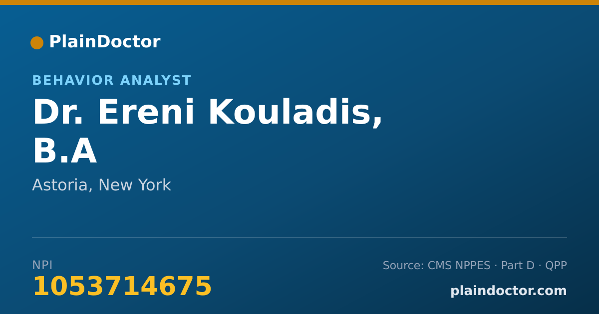 Shareable card for Ereni Kouladis, B.A - Behavior Analyst, Astoria, NY
