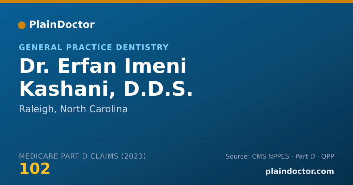 Shareable card for Erfan Imeni Kashani, D.D.S. - General Practice Dentistry, Raleigh, NC