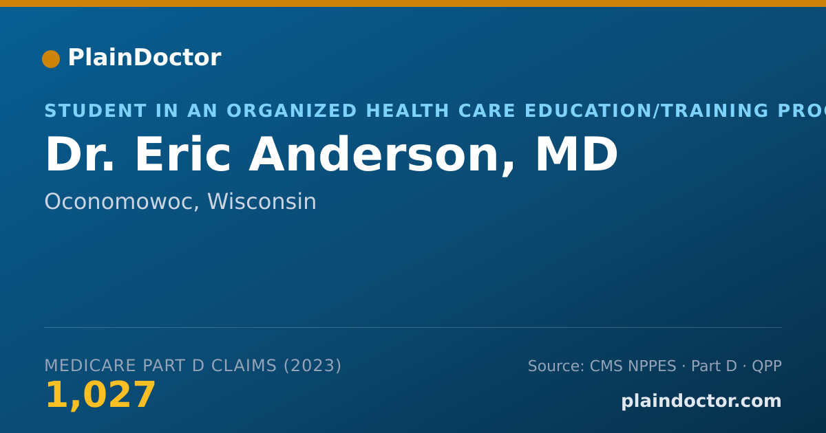 Shareable card for Eric Anderson, MD - Student in an Organized Health Care Education/Training Program, Oconomowoc, WI