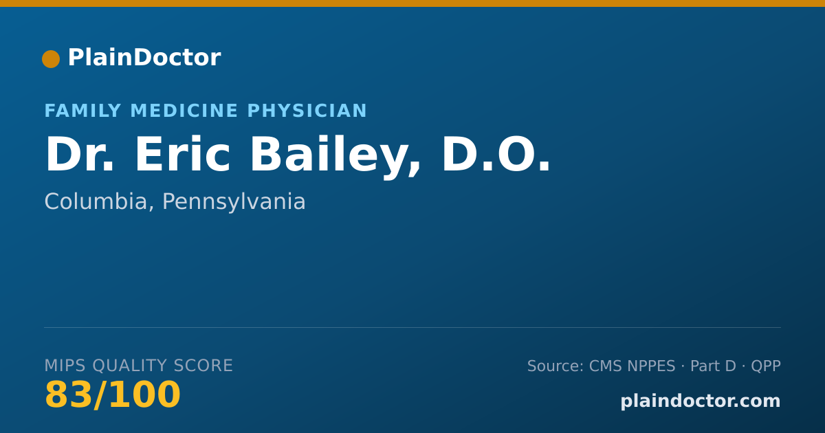 Shareable card for Eric Bailey, D.O. - Family Medicine Physician, Columbia, PA