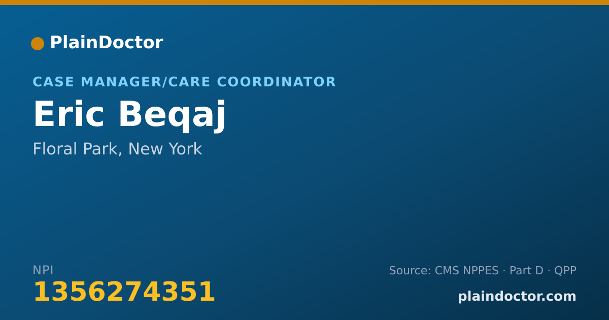 Shareable card for Eric Beqaj - Case Manager/Care Coordinator, Floral Park, NY