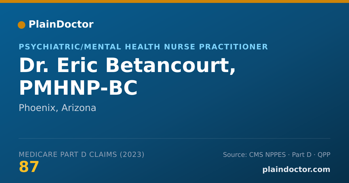 Shareable card for Eric Betancourt, PMHNP-BC - Psychiatric/Mental Health Nurse Practitioner, Phoenix, AZ