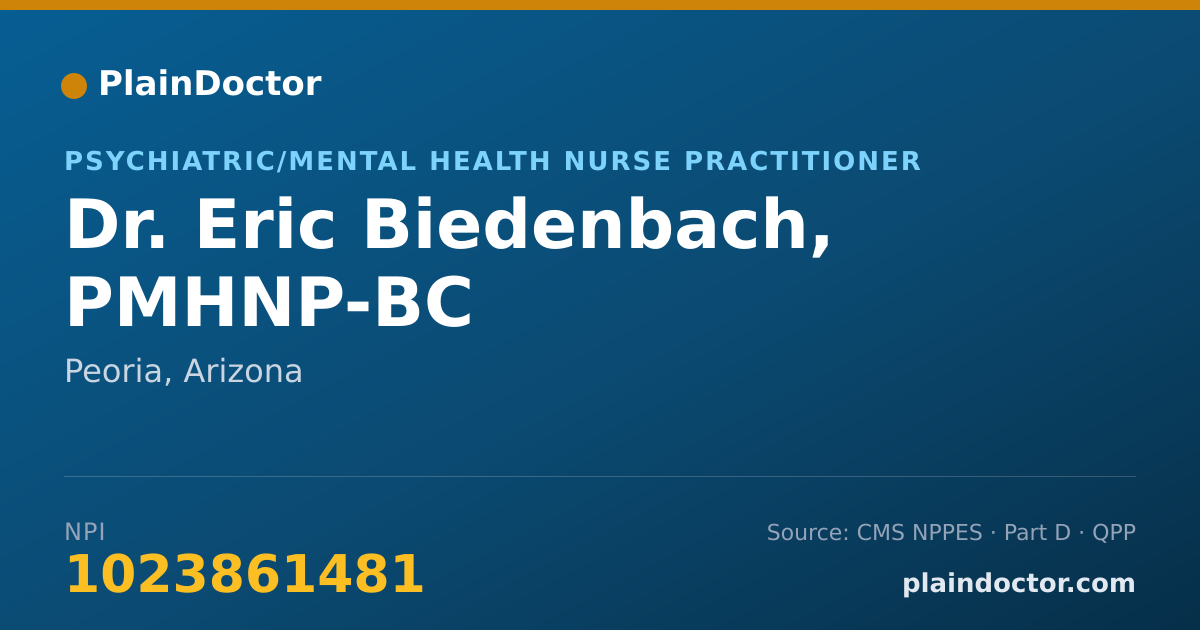 Shareable card for Eric Biedenbach, PMHNP-BC - Psychiatric/Mental Health Nurse Practitioner, Peoria, AZ