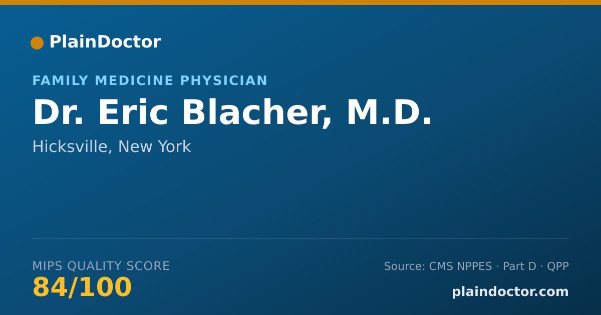 Shareable card for Eric Blacher, M.D. - Family Medicine Physician, Hicksville, NY