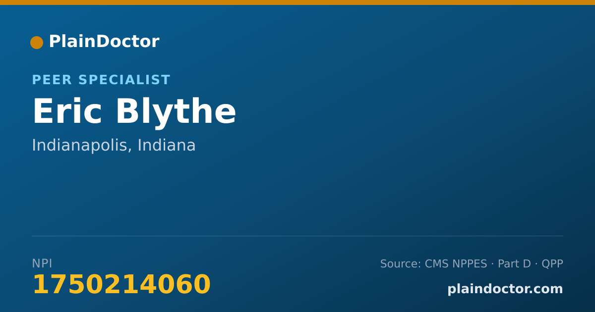 Shareable card for Eric Blythe - Peer Specialist, Indianapolis, IN