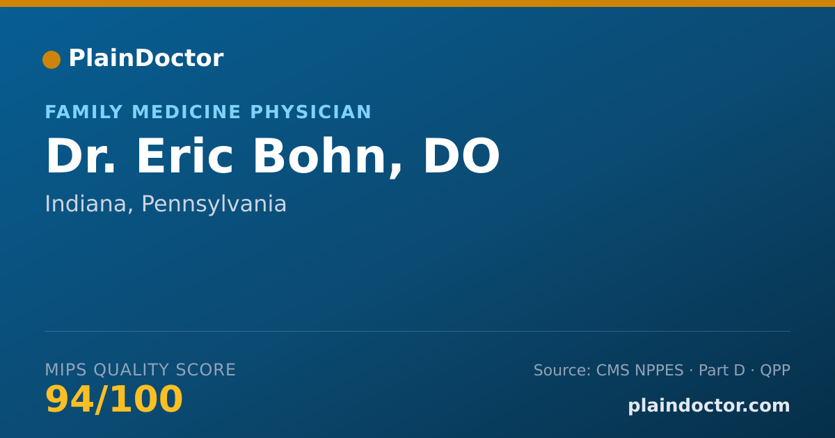 Shareable card for Eric Bohn, DO - Family Medicine Physician, Indiana, PA