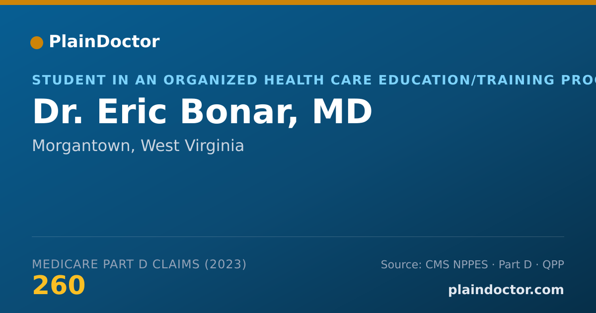 Shareable card for Eric Bonar, MD - Student in an Organized Health Care Education/Training Program, Morgantown, WV