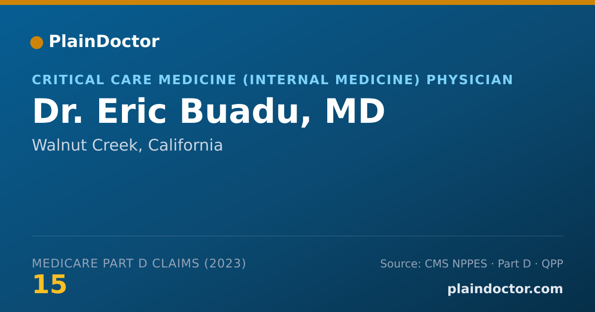 Shareable card for Eric Buadu, MD - Critical Care Medicine (Internal Medicine) Physician, Walnut Creek, CA