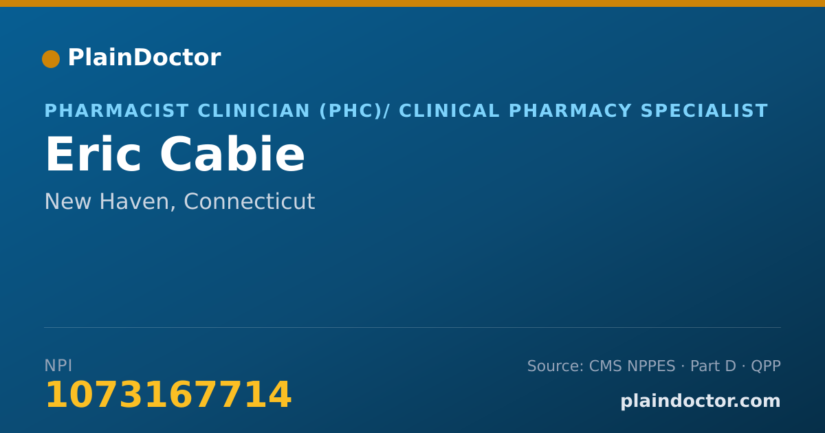 Shareable card for Eric Cabie - Pharmacist Clinician (PhC)/ Clinical Pharmacy Specialist, New Haven, CT