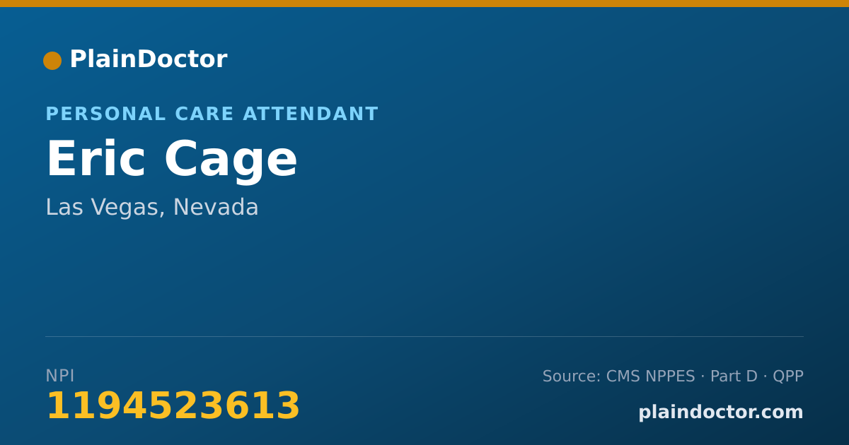 Shareable card for Eric Cage - Personal Care Attendant, Las Vegas, NV