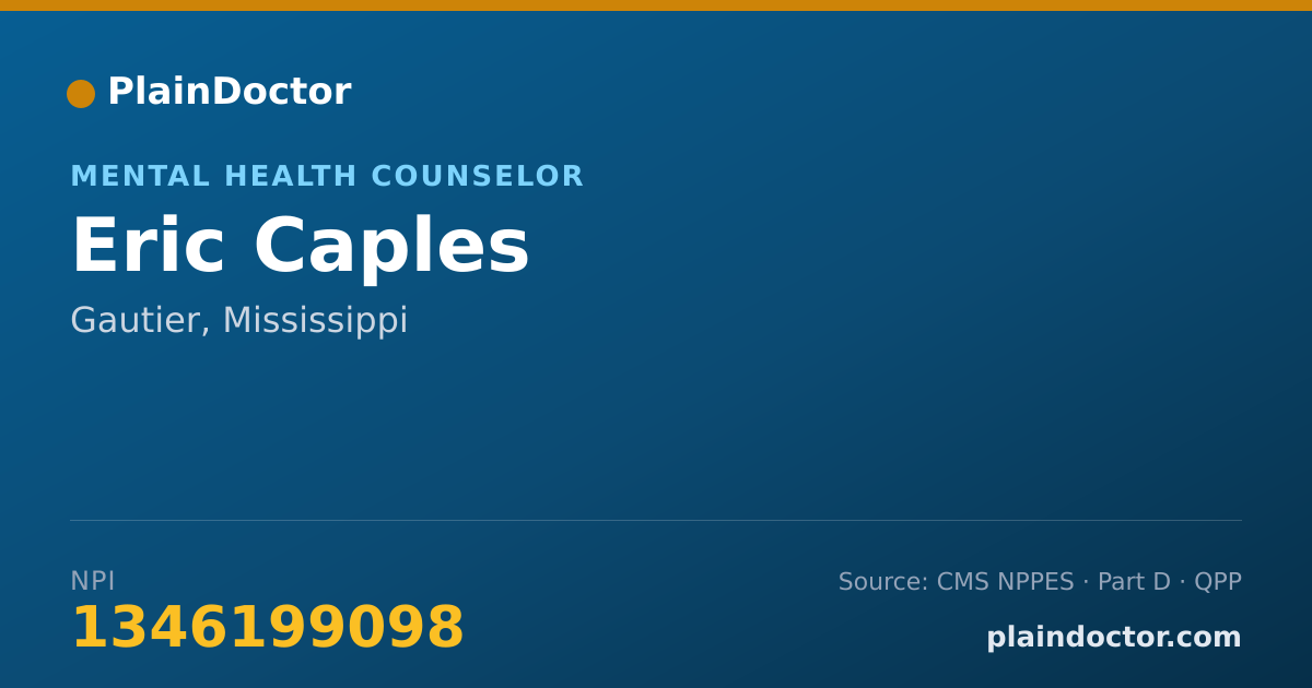 Shareable card for Eric Caples - Mental Health Counselor, Gautier, MS