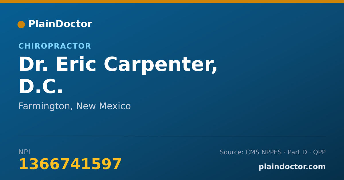 Shareable card for Eric Carpenter, D.C. - Chiropractor, Farmington, NM