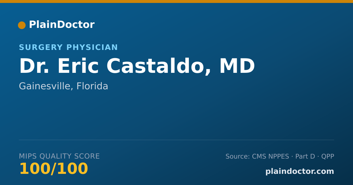 Shareable card for Eric Castaldo, MD - Surgery Physician, Gainesville, FL