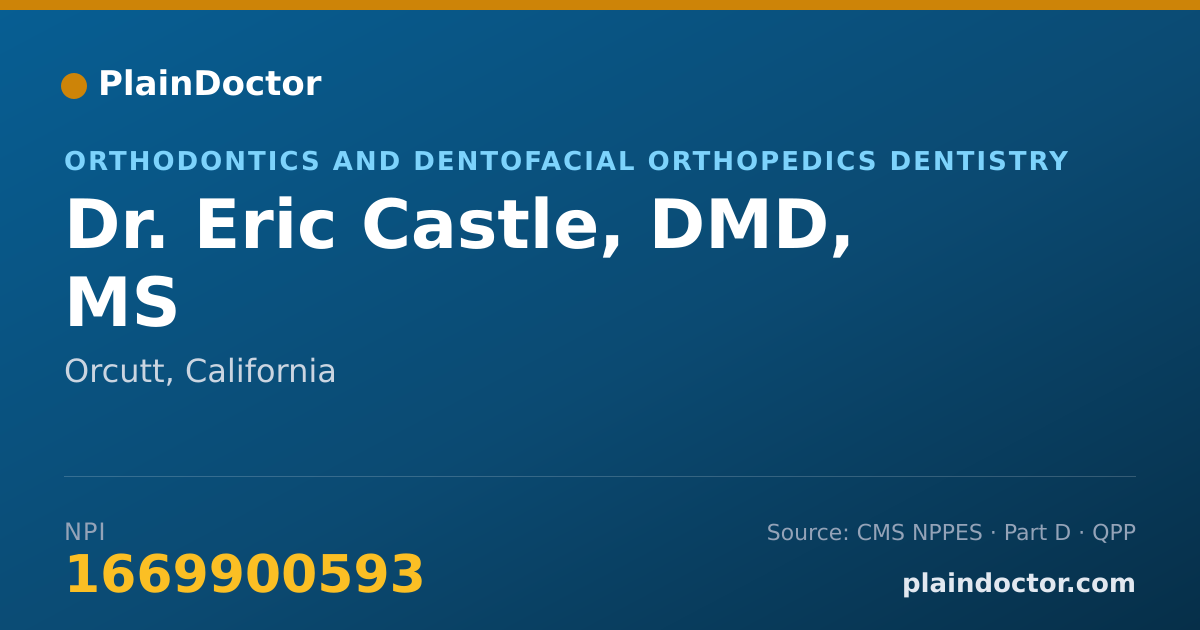 Shareable card for Eric Castle, DMD, MS - Orthodontics and Dentofacial Orthopedics Dentistry, Orcutt, CA