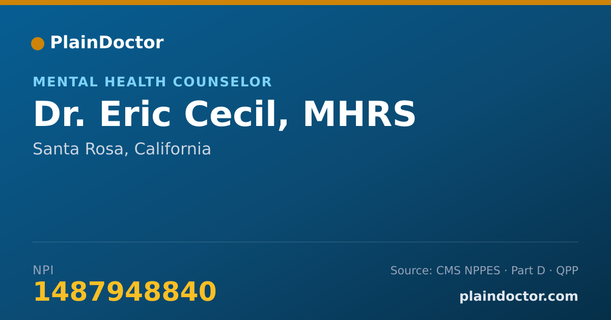 Shareable card for Eric Cecil, MHRS - Mental Health Counselor, Santa Rosa, CA