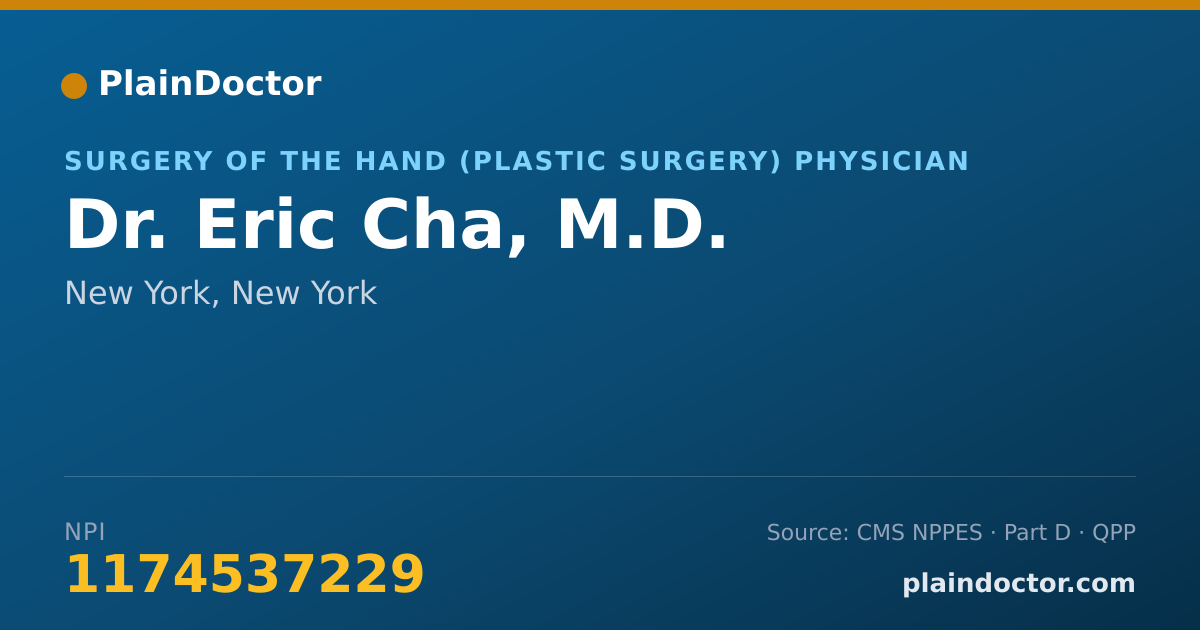 Shareable card for Eric Cha, M.D. - Surgery of the Hand (Plastic Surgery) Physician, New York, NY