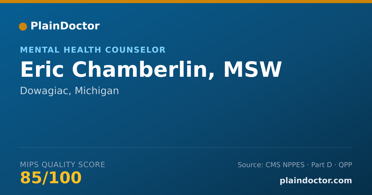 Shareable card for Eric Chamberlin, MSW - Mental Health Counselor, Dowagiac, MI
