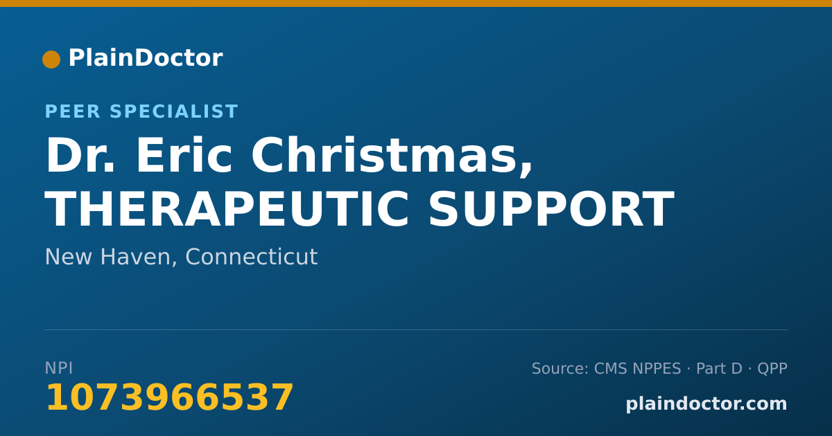 Shareable card for Eric Christmas, THERAPEUTIC SUPPORT - Peer Specialist, New Haven, CT