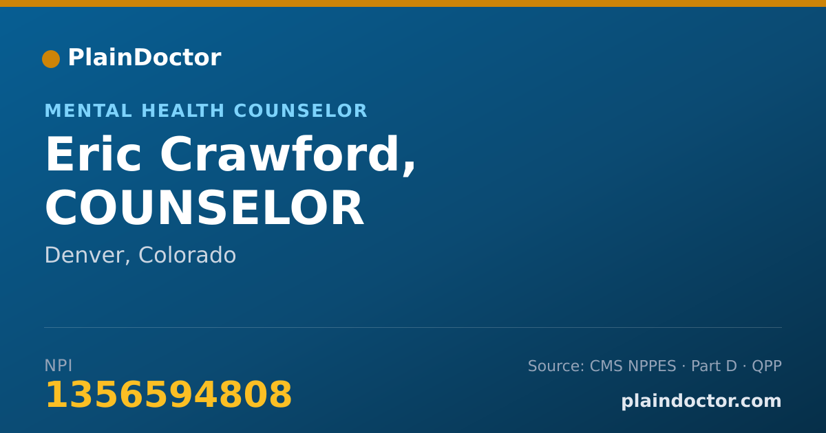 Shareable card for Eric Crawford, COUNSELOR - Mental Health Counselor, Denver, CO