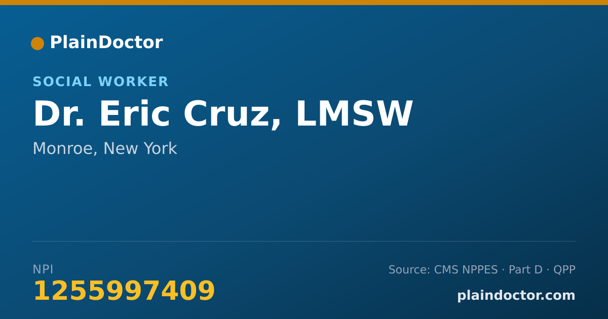 Shareable card for Eric Cruz, LMSW - Social Worker, Monroe, NY
