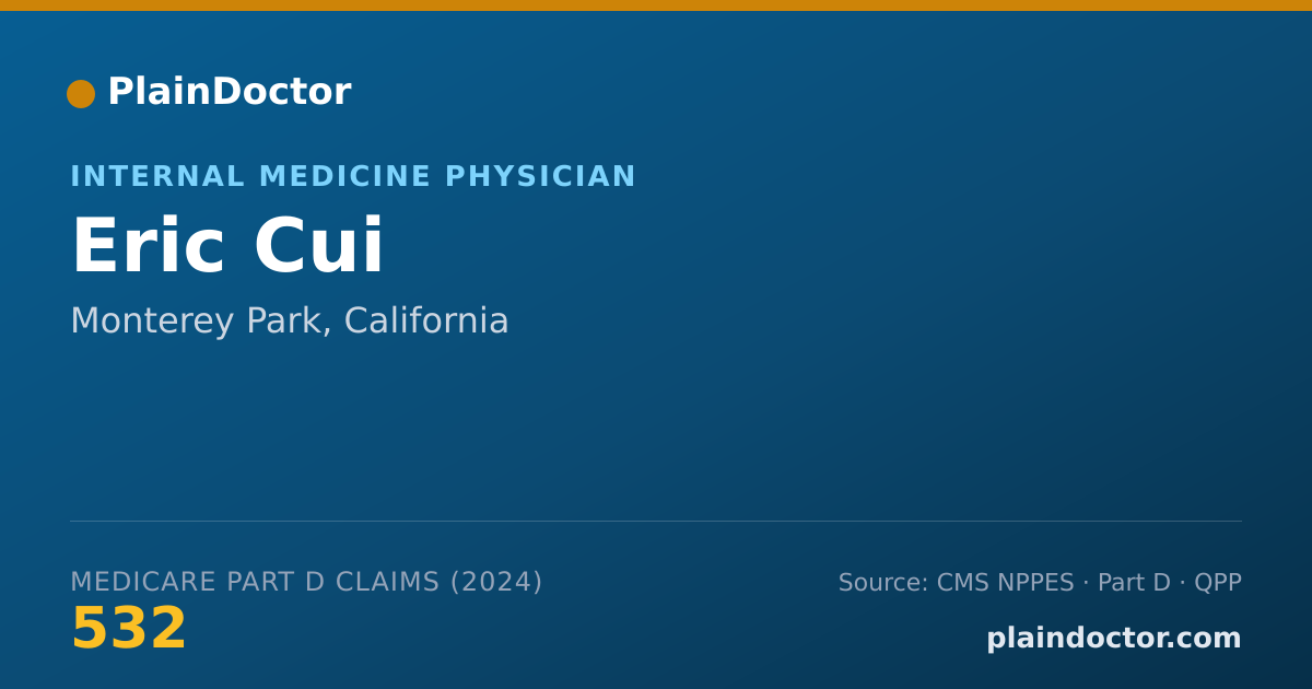 Shareable card for Eric Cui - Internal Medicine Physician, Monterey Park, CA