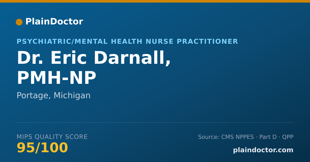 Shareable card for Eric Darnall, PMH-NP - Psychiatric/Mental Health Nurse Practitioner, Portage, MI