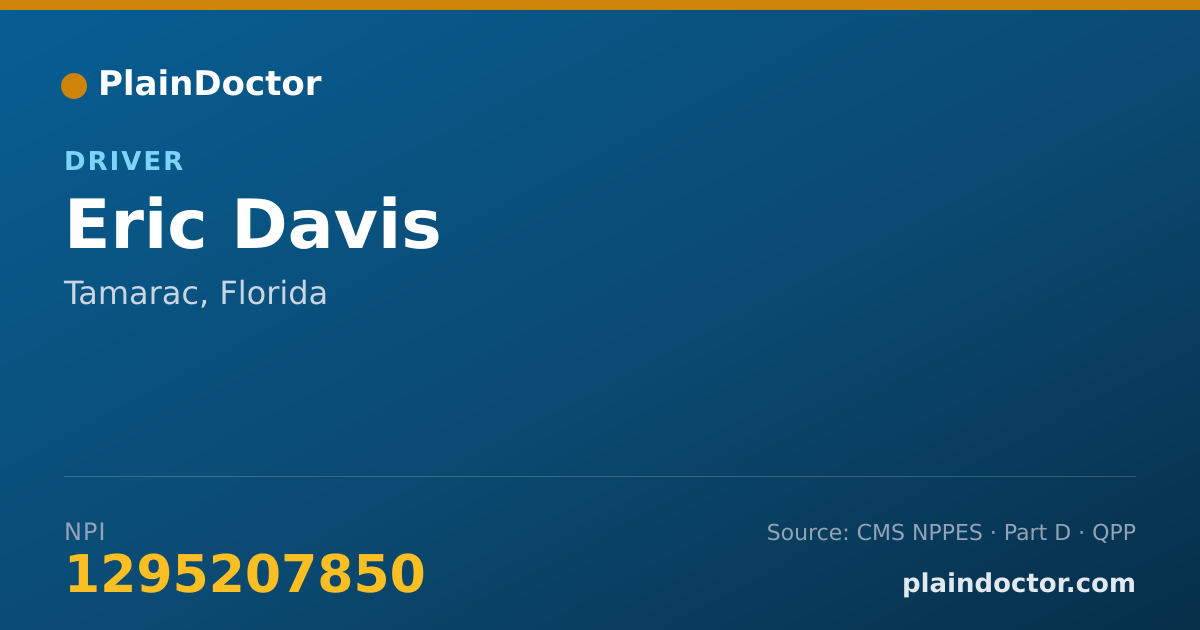 Shareable card for Eric Davis - Driver, Tamarac, FL