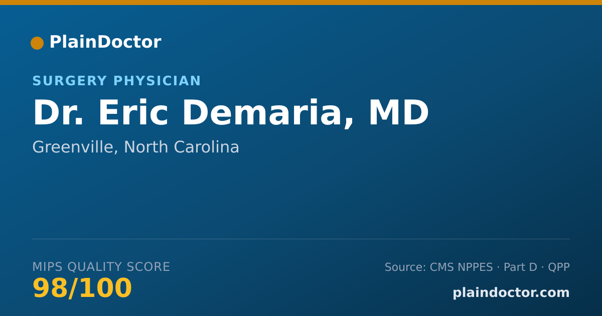 Shareable card for Eric Demaria, MD - Surgery Physician, Greenville, NC