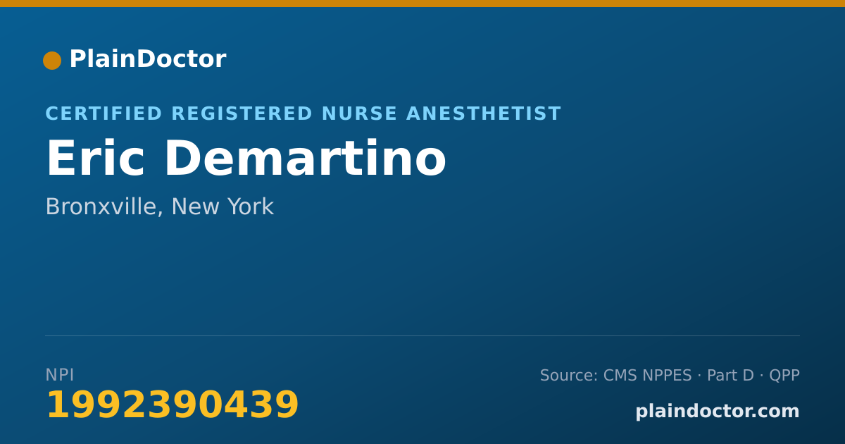 Shareable card for Eric Demartino - Certified Registered Nurse Anesthetist, Bronxville, NY