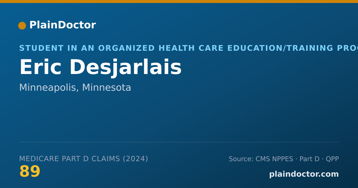 Shareable card for Eric Desjarlais - Student in an Organized Health Care Education/Training Program, Minneapolis, MN