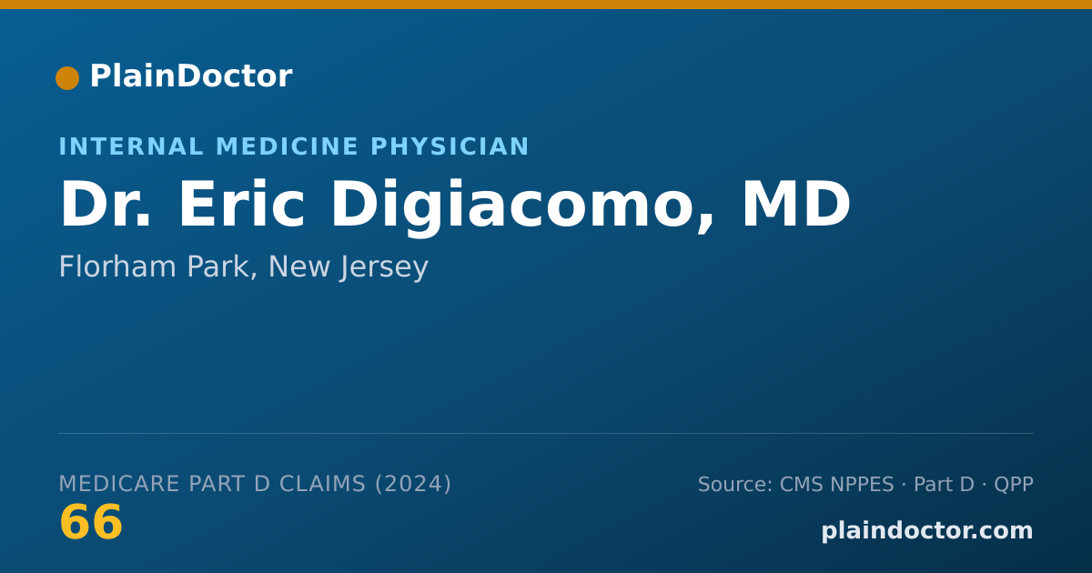 Shareable card for Eric Digiacomo, MD - Internal Medicine Physician, Florham Park, NJ