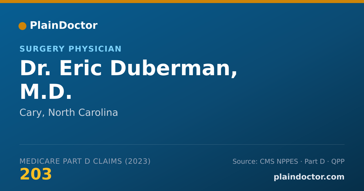 Shareable card for Eric Duberman, M.D. - Surgery Physician, Cary, NC