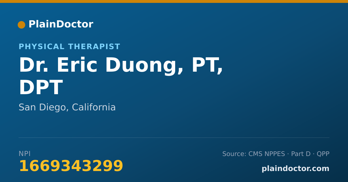 Shareable card for Eric Duong, PT, DPT - Physical Therapist, San Diego, CA