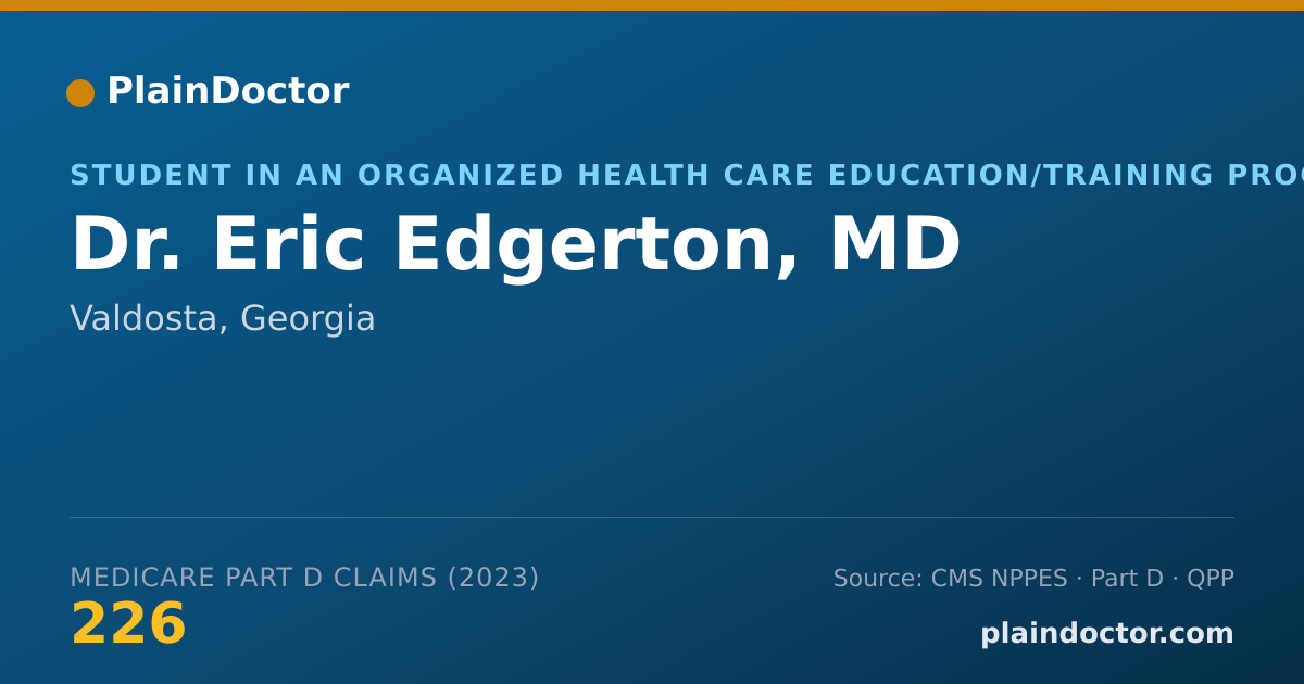 Shareable card for Eric Edgerton, MD - Student in an Organized Health Care Education/Training Program, Valdosta, GA