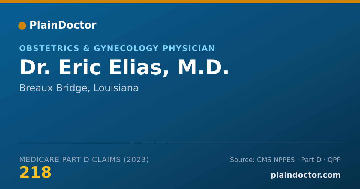Shareable card for Eric Elias, M.D. - Obstetrics & Gynecology Physician, Breaux Bridge, LA