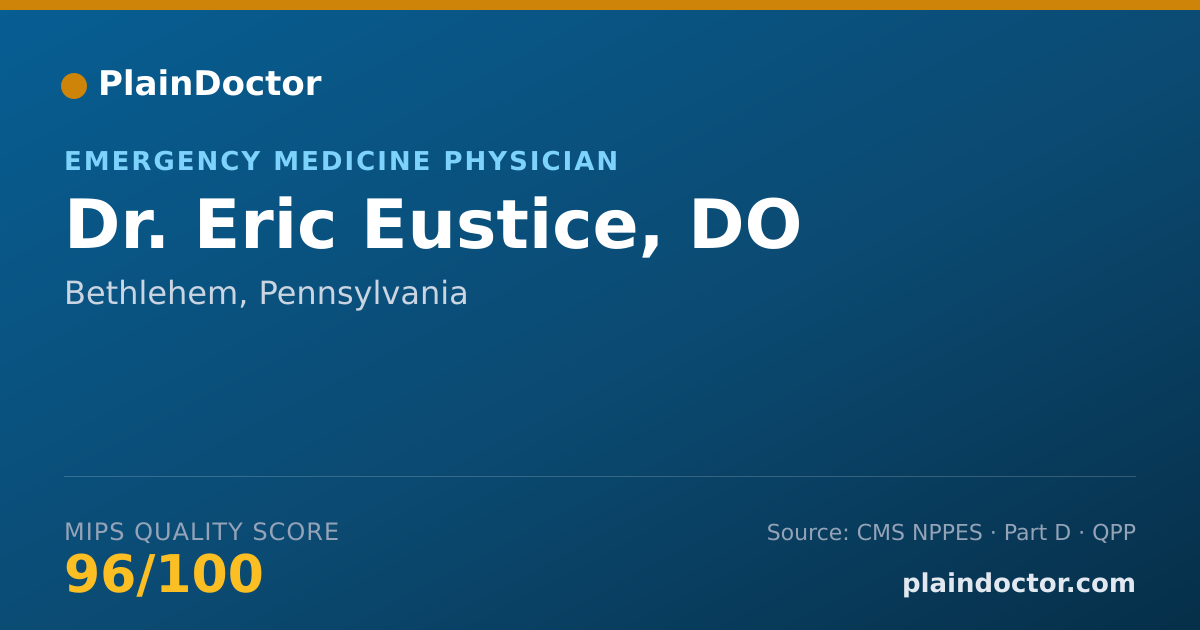 Shareable card for Eric Eustice, DO - Emergency Medicine Physician, Bethlehem, PA