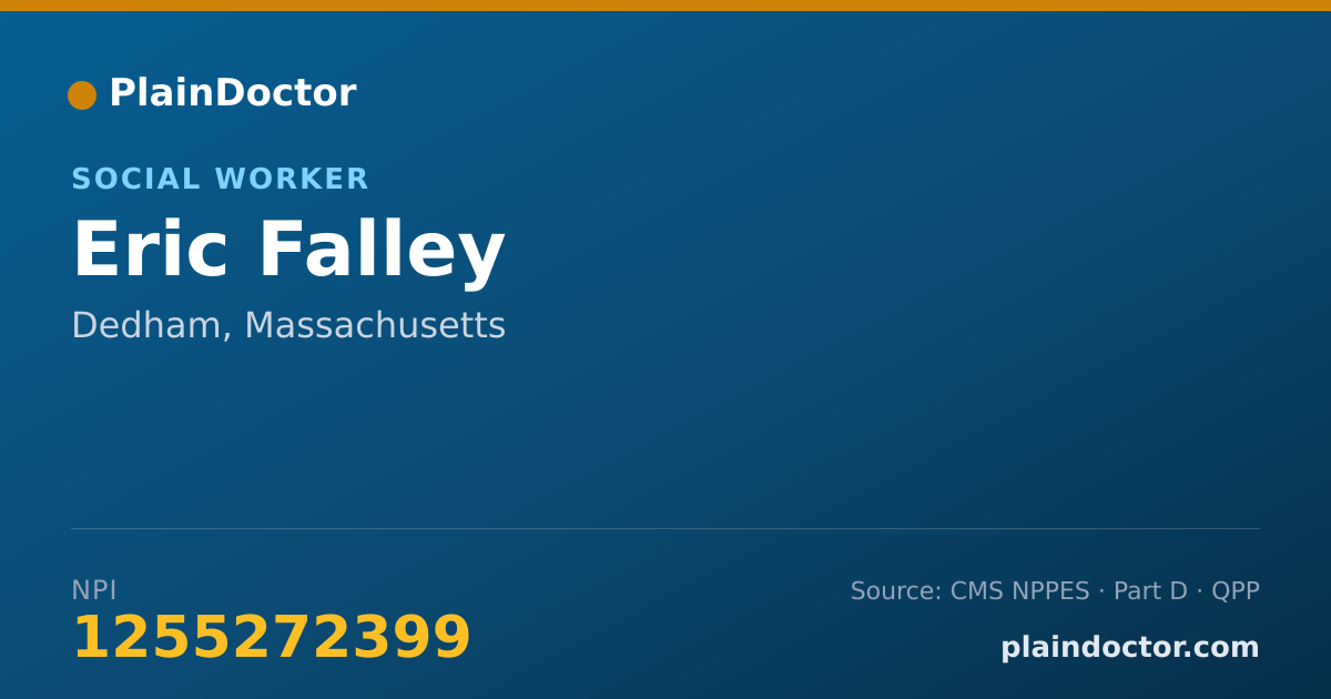 Shareable card for Eric Falley - Social Worker, Dedham, MA