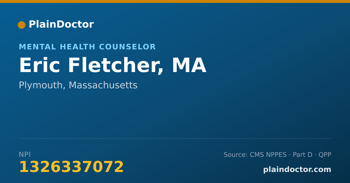Shareable card for Eric Fletcher, MA - Mental Health Counselor, Plymouth, MA