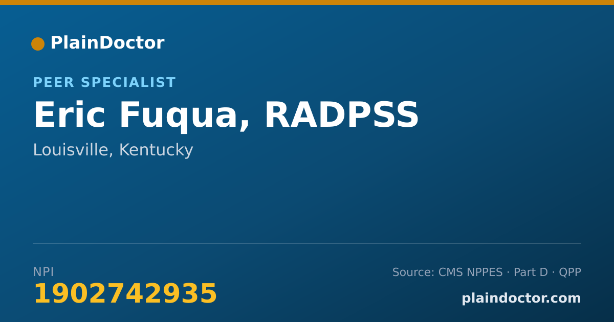 Shareable card for Eric Fuqua, RADPSS - Peer Specialist, Louisville, KY