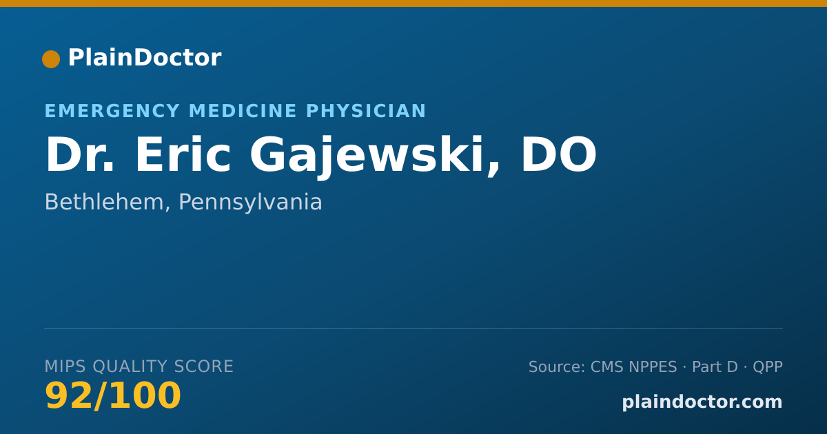 Shareable card for Eric Gajewski, DO - Emergency Medicine Physician, Bethlehem, PA