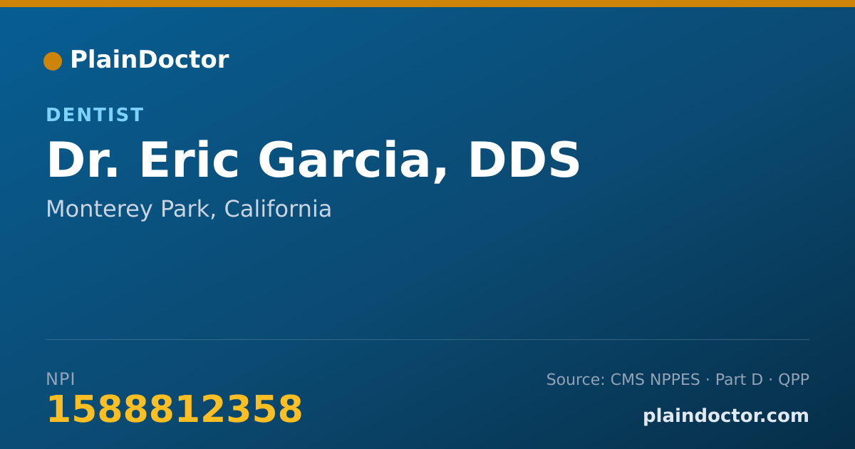 Shareable card for Eric Garcia, DDS - Dentist, Monterey Park, CA